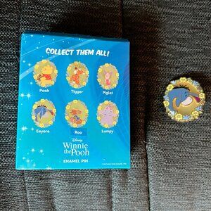 Disney Winnie the Pooh Characters Floral Portrait Blind Box Enamel Pin - Eeyore